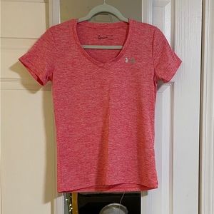 Pink Under Armour exercise shirt
